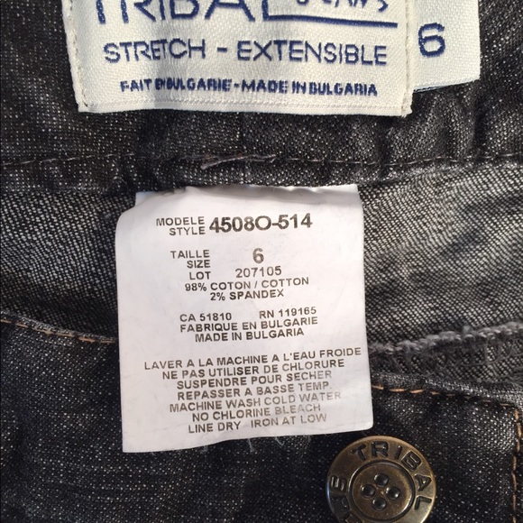 Tribal Jeans Stretch Extensible Black Size 6 - Picture 3 of 8